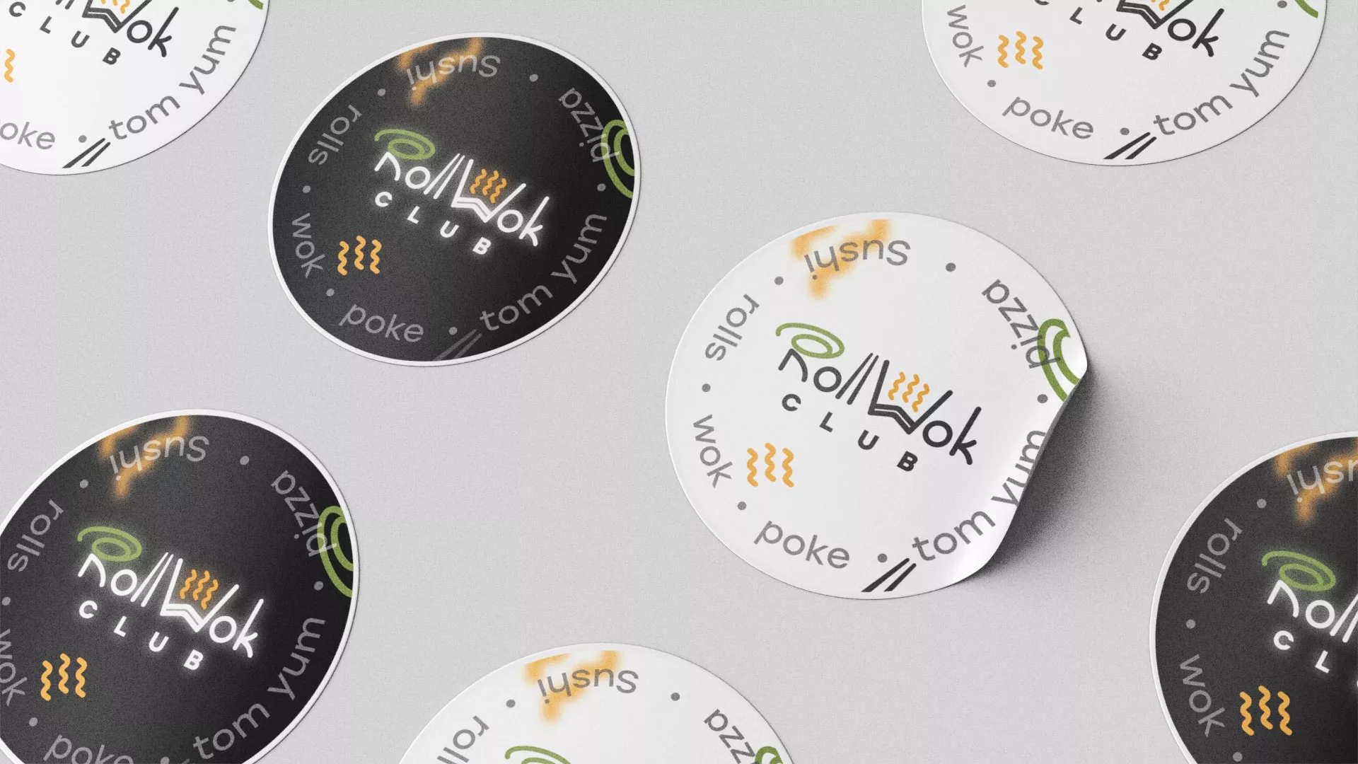 Разработка наклеек для суши-бара «Roll Wok Club» в Армавире
